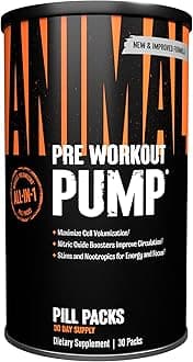 Animal Pump – Preworkout - Vein Popping Pumps – Energy and Focus – Creatine – Nitric Oxide – Easy to Remove Stimulant Pill for Anytime Workouts – 30 Packs