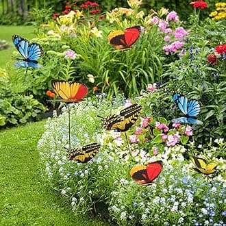 Dawwoti 50pcs Garden Butterflies Stakes Colourful Garden Ornaments Multicolour for Outdoor Plant Yard Patio Party Halloween Christmas Decorations