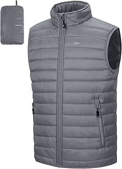 Men's Lightweight Gilet, Packable Quilted Puffer Padded Vest Outerwear, Body Warmer Windproof Sleeveless Jacket for Golf Running Hiking Horse Riding