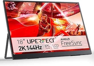 UPERFECTPortable Monitor IPS Display Matte Screen, with Standard HDMI/Type-C, Support VESA, Second Display for Laptop/PC/PS/Phone/Switches, with Smart Cover (2K 144Hz, 18 Inch)