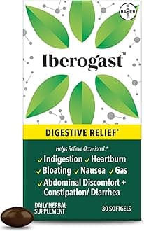 IberogastDual Action Digestive Relief, Daily Herbal Supplement, Supports Gut Health* Helps: Relieve Occasional Upset Stomach(bloating relief, nausea, heartburn, gas)+Restore Digestive Function* 30ct