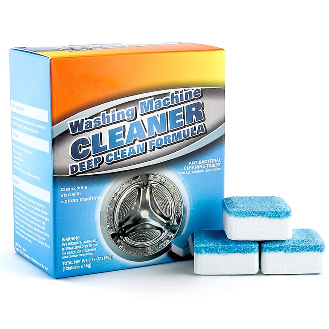 12 Pieces Washing Machine Cleaner - Dahoo Washer Machine Cleaner Effervescent Tablets, Solid Deep Cleaning Tablets for All Machines