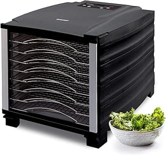 Bio ChefArizona Food Dehydrator with 8 Stainless Steel Trays and 24hr Digital Timer. Fruit Dryer Machine + Non Stick Trays, Mesh Sheets and Drip Tray