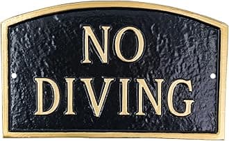 No Diving Small Arch Statement Plaque - Black/Gold
