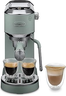 De’Longhi Dedica Duo EC890.GR Barista Coffee Machine with Pump, Espresso and Cold Brew, Manual Machine with Latte Art Steam Wand, 15 cm Wide, 2 Espressos, Touchscreen, Cups up to 13 cm, Green
