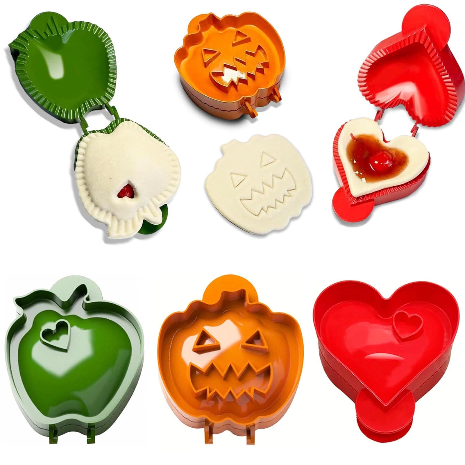 3PCS Hand Pie Molds for Baking Dough Press Pocket Mini Pie Molds Set Apple Pumpkin Heart Shapes