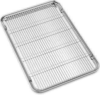 Large Set Baking Sheet and Cooling Rack Set, Bastwe 24L x 16W x 1H inch Professional Bakeware, Healthy & Nontoxic & Rustproof & Easy Clean