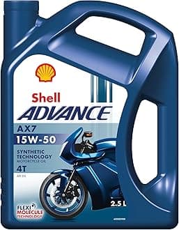 Shell Advance 4T AX7 15W-50 API SN Synthetic Technology Motorbike Engine Oil for Royal Enfield (2.5 L)