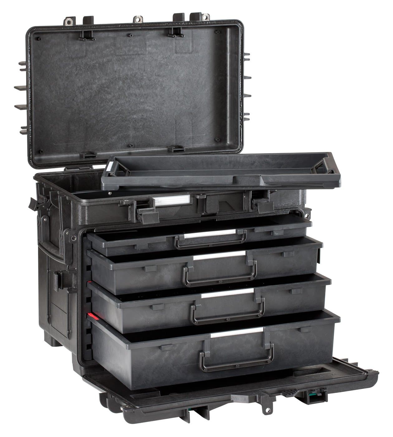 Explorer Cases 5140.BKT02.AH Waterproof Tool Chest w. 1x 1.2 + 2X 2.4 + 1x 3.7 Empty Drawers, RFID-NFC Ready, Multi, One Size