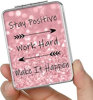 Pocket Mirror, Small Travel Mirror with Magnification, Portable Double-Sided Magnifying Cosmetic Mirror for Daily (Positive)