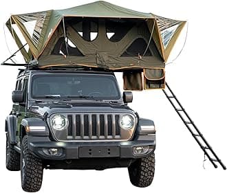 Pop Up Rooftop Tent for Camping, Naturnest Rooftop Tent RTT for SUV Pickup Truck Jeep Car Van Wrangler Tacoma, All Seasons Waterproof Roof Tent with Telescopic Ladder