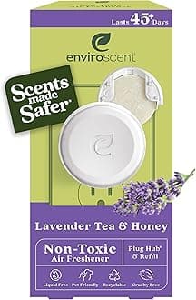 Enviroscent Non Toxic Air Freshener (Lavender Tea & Honey) Plug-in Home Fragrance Last 45+ Days | Kit includes 1 Refillable Plug In Warmer & 1 Scent Refill