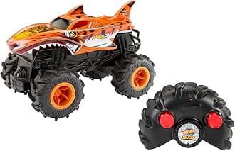 Hot Wheels Monster Trucks Remote Control Car, HW Tiger Shark in 1:24 Scale, All-Terrain Capabilities with Terrain Action Tires, Full Function RC, HNV03
