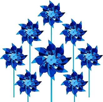 100 Pcs Pinwheels, Toy Wind Spinners and Party Favors Gifts for Kids, Outdoor Decorational Pinwheels for Yard and Garden (Blue Color)