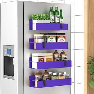 4 Pack Magnetic Spice Storage Rack Organizer for Refrigerator and Oven, Purple Fridge Organizers and Storage