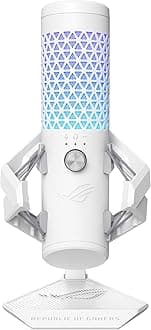 ROG Carnyx USB Gaming Microphone (25mm Condenser Capsule, 192kHz/24-bit, Cardioid, high-Pass Filter, Built-in pop Filter, Metal Shock Mount, one-Touch Mute, Aura Sync RGB)- Moonlight White