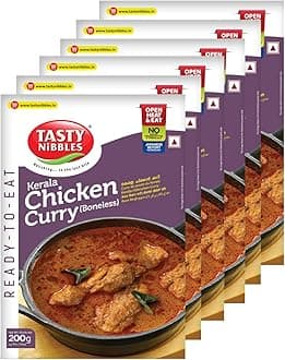 Tasty Nibbles Ready to Eat Kerala Chicken Curry (Boneless) 200g [Pack of 6] | Open Heat & Eat | No Food Additives Added | Japanese Retort Technology
