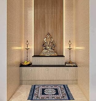 Prayer Aasan/Mat Traditional Design Velvet Aasan | Meditation Prayer Carpet Mat | Pooja Aasan Mat | Multipurpose Premium Velvet Rug Mat Pack of 4-Beige, Brown, Blue, Maroon