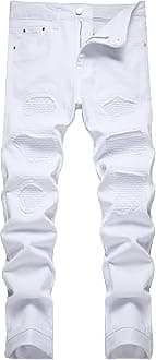 JUNBAOSS Men's Slim Fit Stretch Jeans Ripped Skinny Jeans for Men, Distressed Straight Leg Fashion Comfort Flex Waist Pants