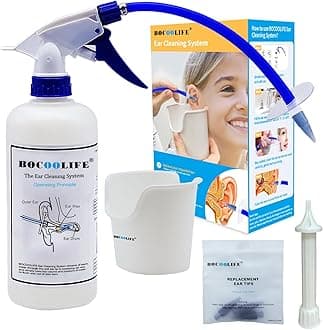 BOCOOLIFE Ear Wax Removal Kit - Safe & Effective Ear Cleaning System Cleaner with 3 Replacement Tips, Manual Flush Washer for Gentle Wax Remover, Includes Wash Basin for Easy Irrigation and Flushing