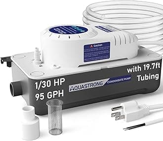 Aquastrong Automatic Condensate Pump for Hvac, 115V Condensation Pump with Safety Switch, Ac Condensate for dehumidifier, Air Conditioner, Ice Maker, 3.3' Power Cord, 95 GPH with 19.7ft Tubing