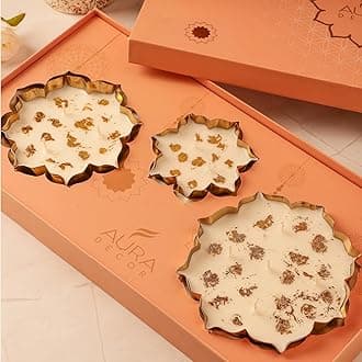AuraDecor Wax Lotus Candle Gift Set - Scented Floral Urli Candles of 3 for Gifting & Home Decor (Oudh Vanilla)