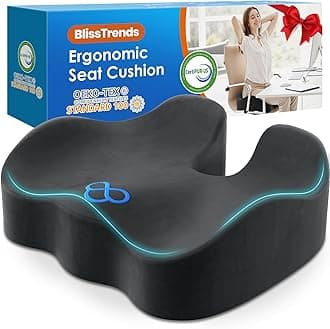 Seat Cushion,Thick Memory Foam Cushions for Office Chair, Car Seat, Airplane, Relieving Pressure Tailbone Sciatica Back Pain for Long Sitting Office Workers, Car Drivers 4.7in Thick Grey