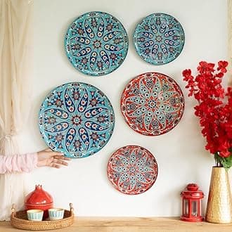 RITUALISTIC Turkish Wall Plates for home decoration | Wall decor items for living room | Metal Wall décor | Gift items | wall art | wall showpiece|Home Décor Gift Items | Set of 5 plates