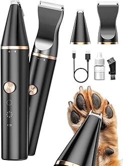 2 Speed Cat Clippers with Double Blades, Rechargeable Cordless Small Cat Paw Trimmer, Low Noise for Trimming Dog's Hair Around Paws, Eyes, Ears, Face, Rump (Black)