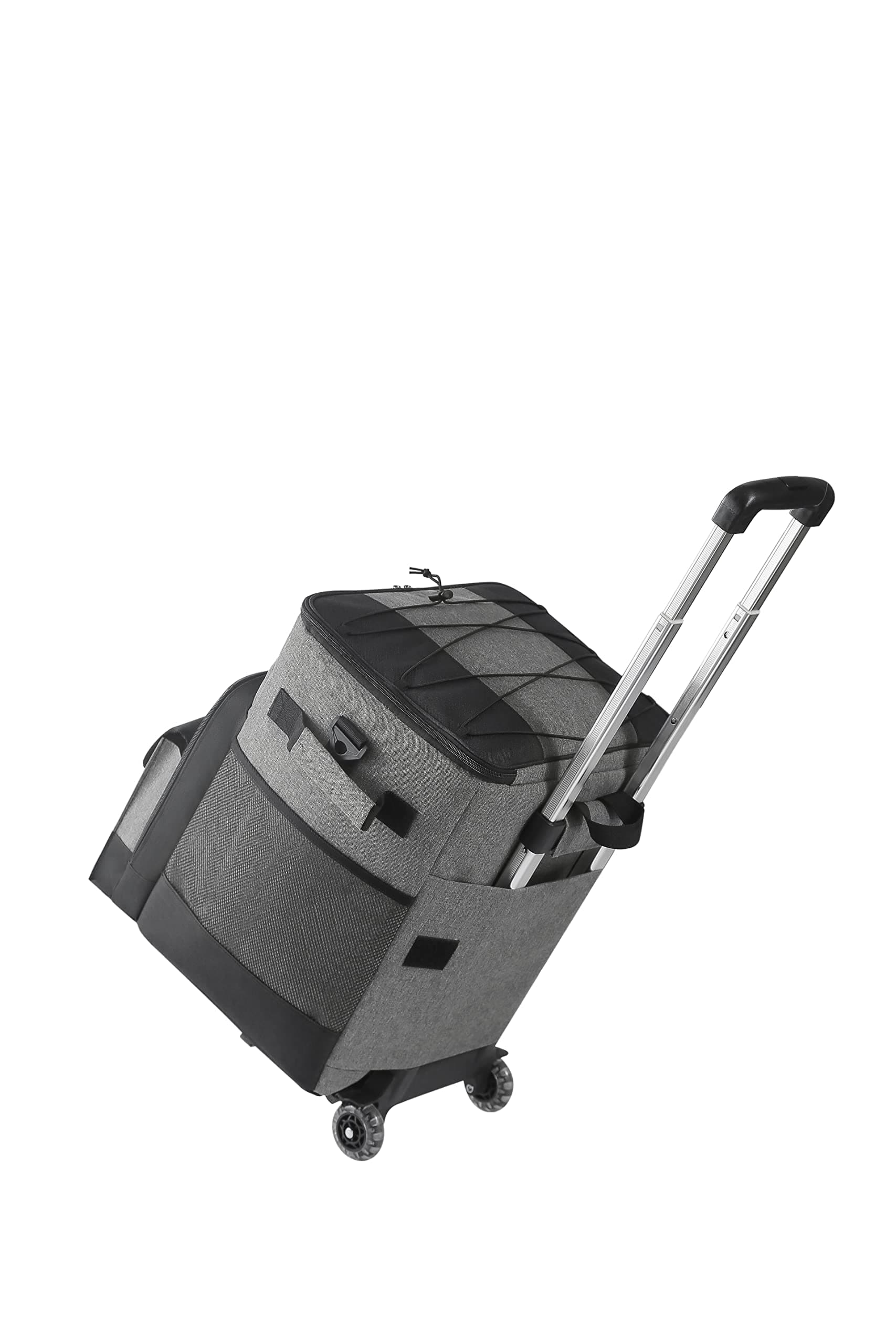 32Litre Rolling Cooler with All Terrain Cart foldable Grey and Black for camping picnic outdoor parties,