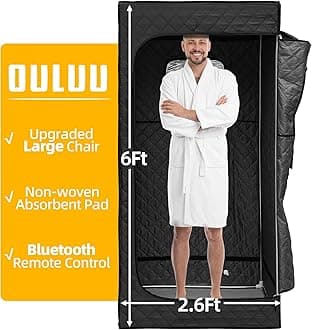 Portable Sauna for Home, Sauna Box with 2.6L Steamer, Personal Sauna with Big Sauna Chair, Remote Control, Oxford Fabric, 2.6’ x 2.6’ x 5.9’, Black, 1000W