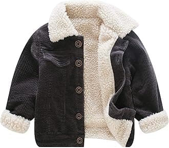 Toddler Boy Winter Thick Corduroy Coat Baby Boys Sherpa Lined Jacket Outwear