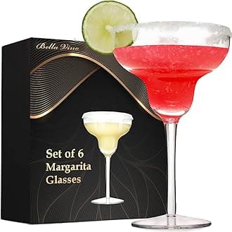 Bella Vino Set of 6 Margarita Glasses Martini Glasses, Whiskey, Gin, Tequila, Tall Cosmopolitan Glasses Bar Drinking Glasses Goblet Gift Set