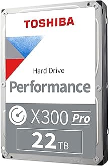 TOSHIBA X300 PRO 22TB High Workload Performance for Creative Professionals 3.5-Inch Internal Hard Drive – Up to 300 TB/Year Workload Rate CMR SATA 6 Gb/s 7200 RPM 512 MB Cache - HDWR62CXZSTB