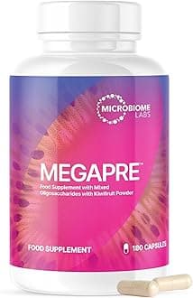 Microbiome Labs MegaPre Prebiotic Fibre Supplement – Daily Prebiotics for Gut Health with Clinically Tested Oligosaccharides - Supports Akkermansia muciniphila & Microbial Diversity (180 Capsules)