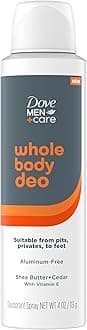 Whole Body Deo Aluminum-Free Deodorant Spray Shea Butter + Cedar Suitable from Pits, Privates, to Feet with Vitamin E 4 oz