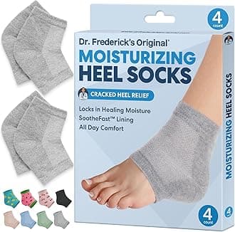 Dr. Frederick's Original Moisturizing Heel Socks for Dry Cracked Heels Treatment - Infused with Olive Oil, Jojoba Oil and Vitamin E - 2 Pairs - Self Care Gifts for Women & Men - Original Formula
