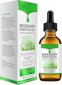 Rosemary Essential Oil for Hair Growth & Skin Care, Improve Hair Loss and Nourishes Scalp for Men and Women, Rosemary Oil for Hair Growth, Promotes Eyebrow and Eyelash Growth