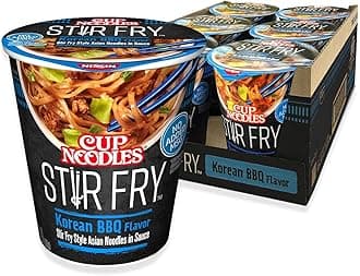 Nissin Cup Noodles Stir Fry Noodles in Sauce, Korean BBQ, 2.89 Ounce (Pack of 6)