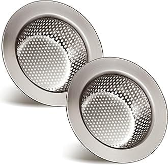 2 Pcs Sink Strainer Stainless Steel Kitchen Sink Drain Strainer Basket Cover Mesh Hair Food Catcher, Large Wide Rim of 4.4 Diameter(Brushed Silver)