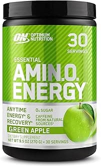 Optimum Nutrition (ON) Amino Energy - Pre Workout With Green Tea, Bcaa, Amino Acids, Keto Friendly, Green Coffee Extract, 0 Grams of Sugar, Anytime Energy Powder - Green Apple, 270 G , 30 Servings