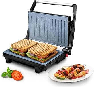 Wipro Elato BS202 1000 Watt Ceramic Grill Sandwich Maker, Scratch Resistant, 180° Open Sandwich Griller, Multifunction, Automatic Cutoff, Non Toxic BPA, PTFE & PFOA Free, 2-Yr Warranty