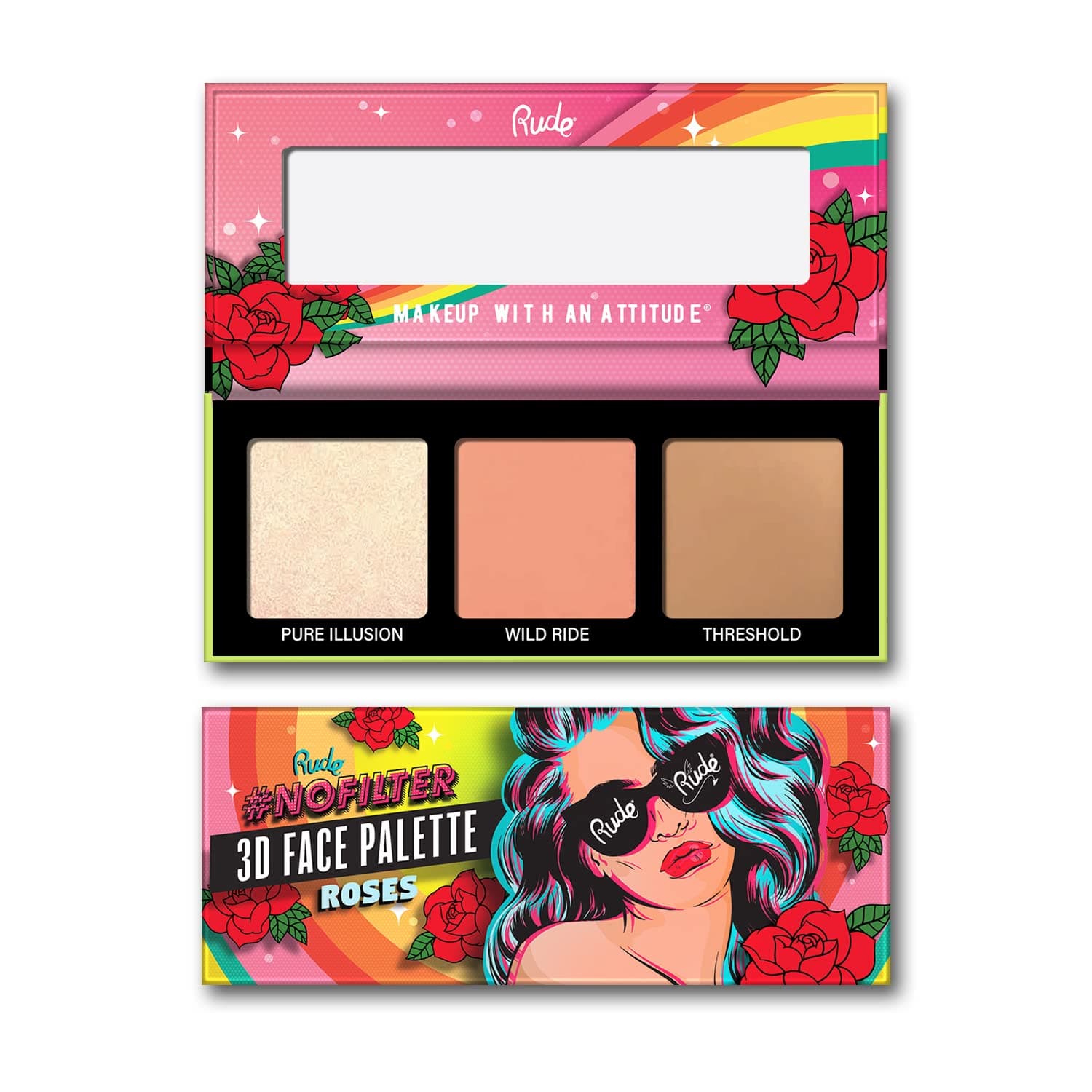 RUDE NOFILTER 3D FACE PALETTE, Roses