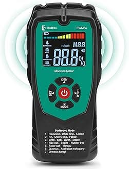 ERICKHILL Wood Moisture Meter, Non-Invasive Damp Meter Detector with 4 Modes, LCD Display with Backlight, Wood and Building Material Dampness Inspection, Moisture Detectors for Drywood, Wall, RV