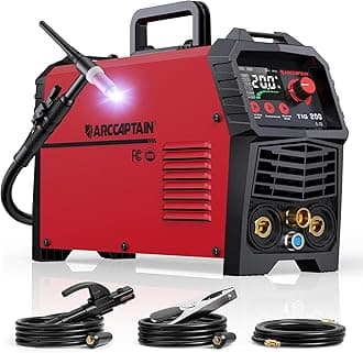 ARCCAPTAIN TIG Welder 200A, High Frequency 110v/220v Dual Voltage TIG/Stick/Arc 2 in 1 Welder LED Digital Display Welding Machine with 2T/4T Function and Tungsten Electrode
