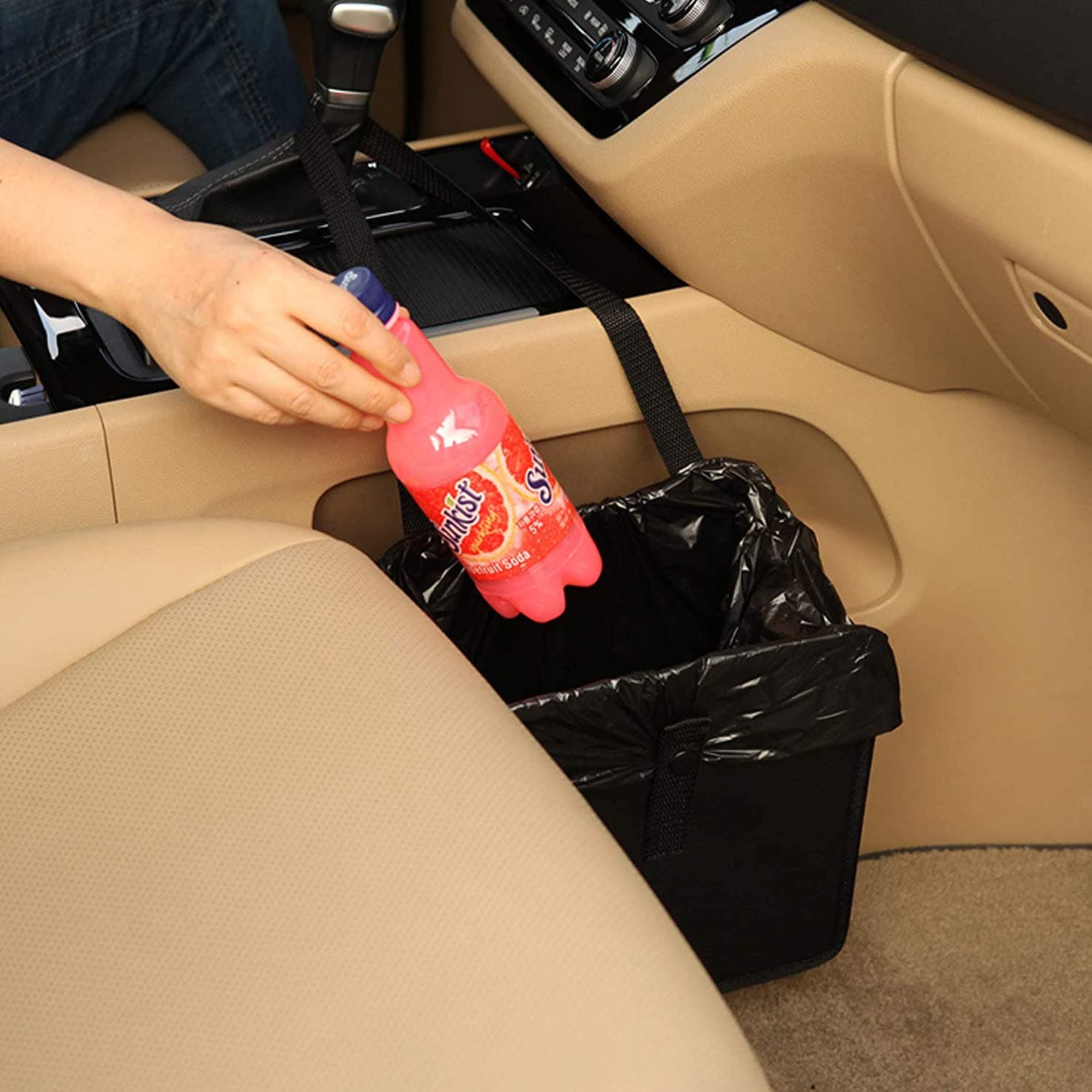Car Trash Can, Portable Garbage Bin, Hanging Car Trash Bag, Leak Proof Collapsible Garbage Container Bin for Automotive, Vehicle, Home, Office (A)