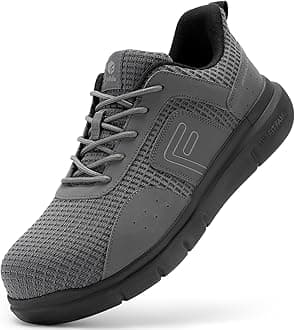 FitVille Wide & Extra Wide Steel Toe Shoes for Men Work Lightweight Composite Toe Work Shoes with Slip Resistant and Arch Support