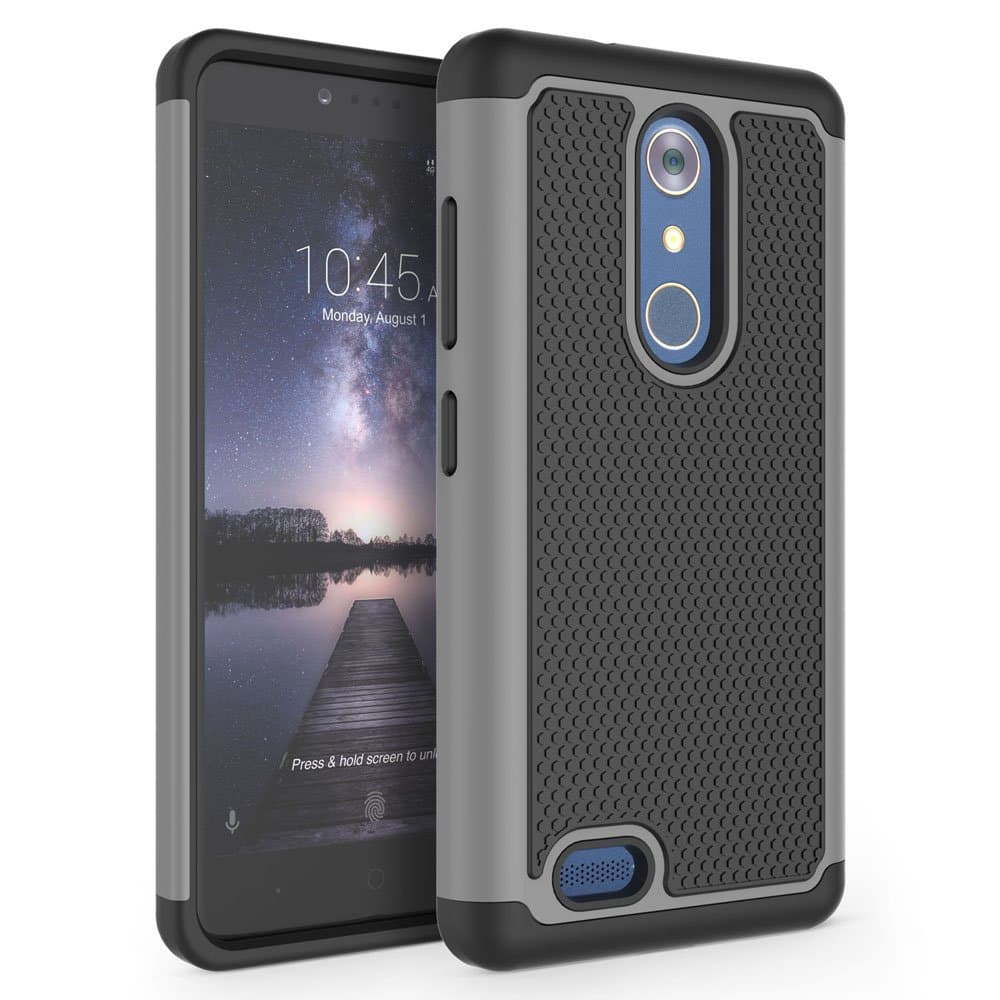 Shockproof Hybrid Rubber Dual Layer Defender Protective Phone Case Cover for Z981 / Z983 [Gray/Black]