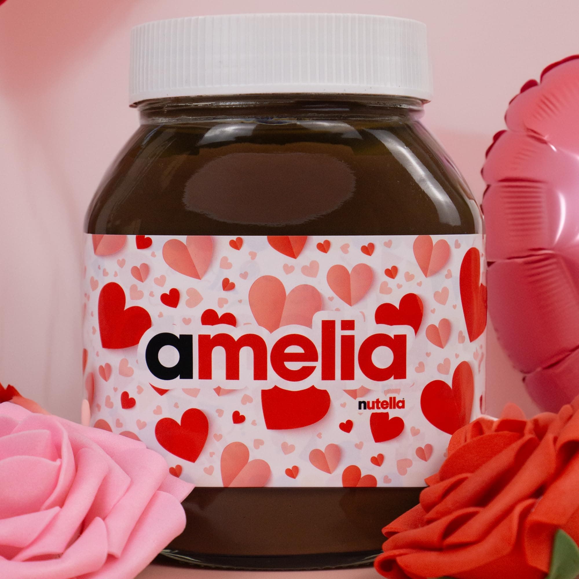 Personalised Chocolate Gift Box for Nutella 750g Jar, For Every Occasion, Christmas, Valentines Gifts For Him, Chocolate Valentines Gifts For Her, Chocolate Gift Box (Cute Hearts Edition)