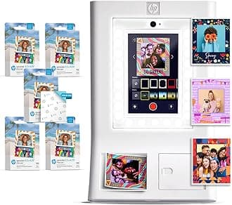 HP Sprocket Photo Booth Machine Instant Color Photo Printer (White) Paper Bundle + Zink 3.5 x 4.25” Zink Sticky-Backed Photo Paper (510 Sheets)